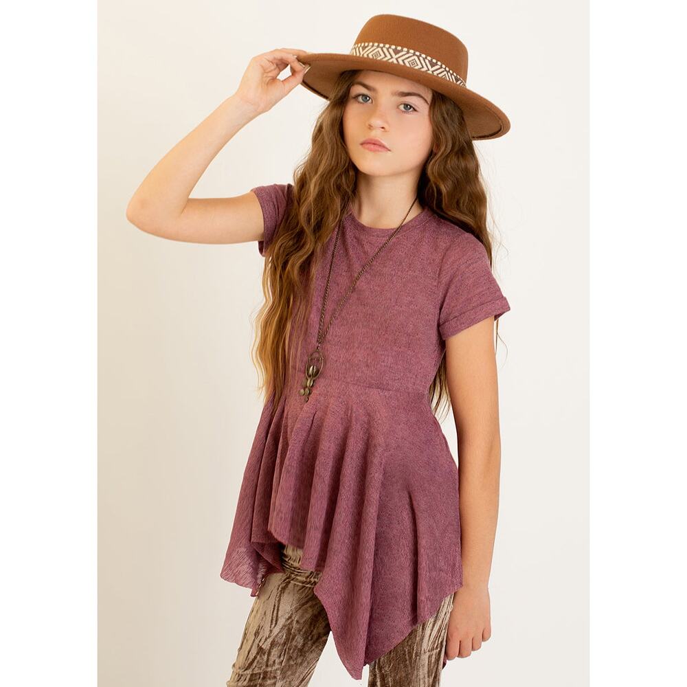 Joyfolie Mia Joy Dulce Top in Heather Berry Girls Size 8